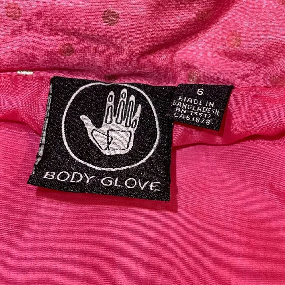 Body Glove Girls Pink Puffer Hooded Vest with Gray Lined Sleeves Size 6 GUC FLAW